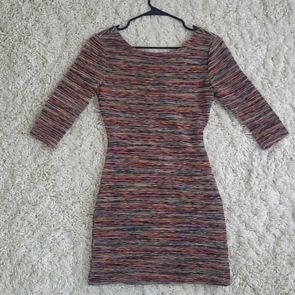 As U Wish Rainbow Space-Dye Scoop Back Bodycon Mini Dress | Women’s Small - Picture 9 of 16